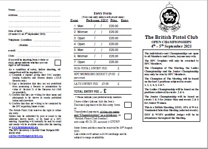 2021 September Championships - Entry Form